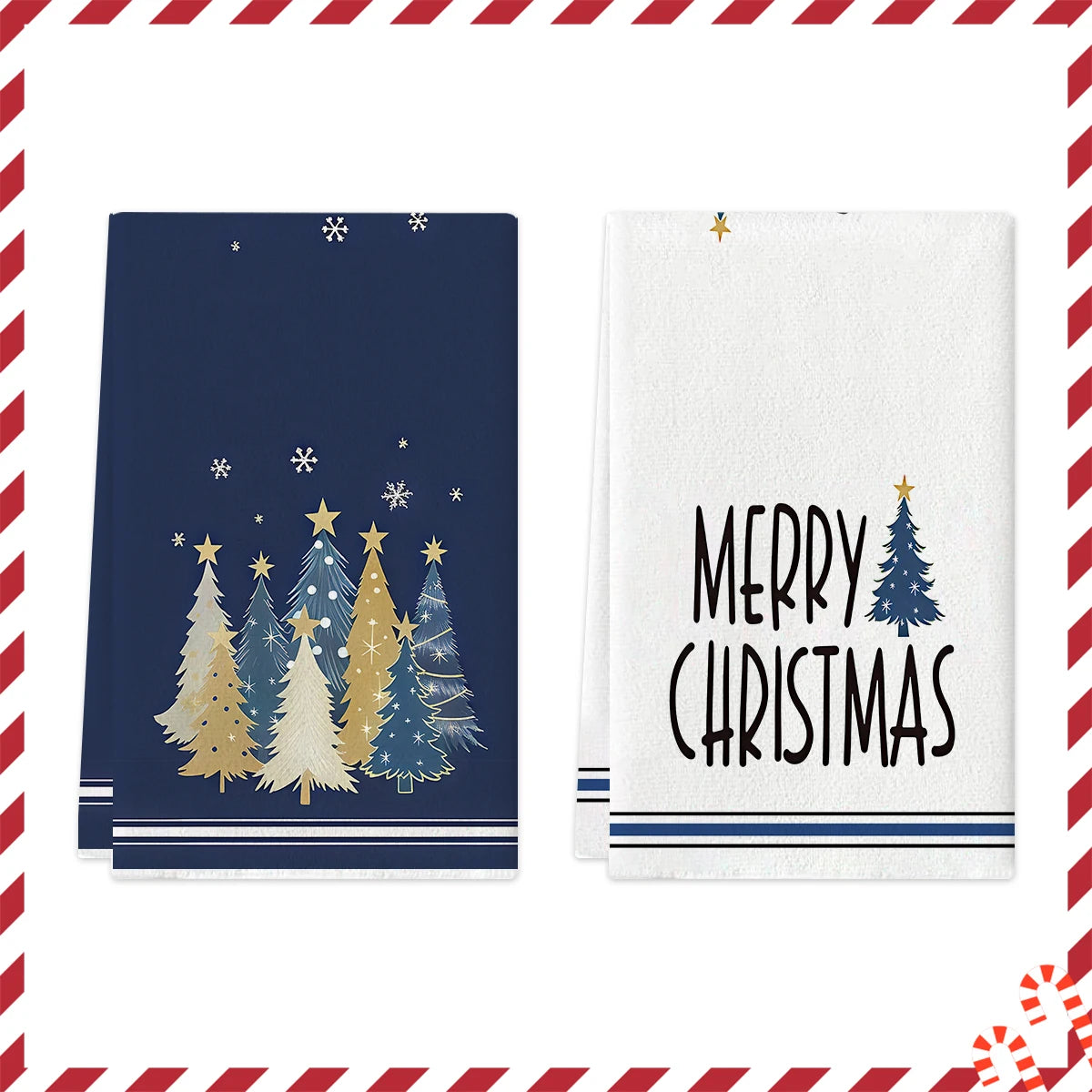 Merry Christmas Kitchen Towels – Star & Forest Edition (Set of 2 / 4)