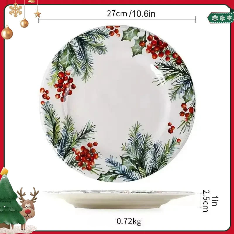 Assiette en céramique festive – Édition « Feuillage festif » en porcelaine