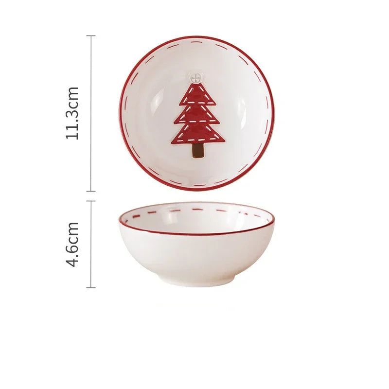 Nordic Ceramic Santa Claus Bowl – Embossed Holiday Edition