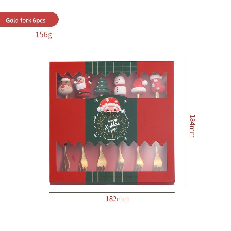 Coffret de couverts de Noël or et argent – Édition Élan et Sapin