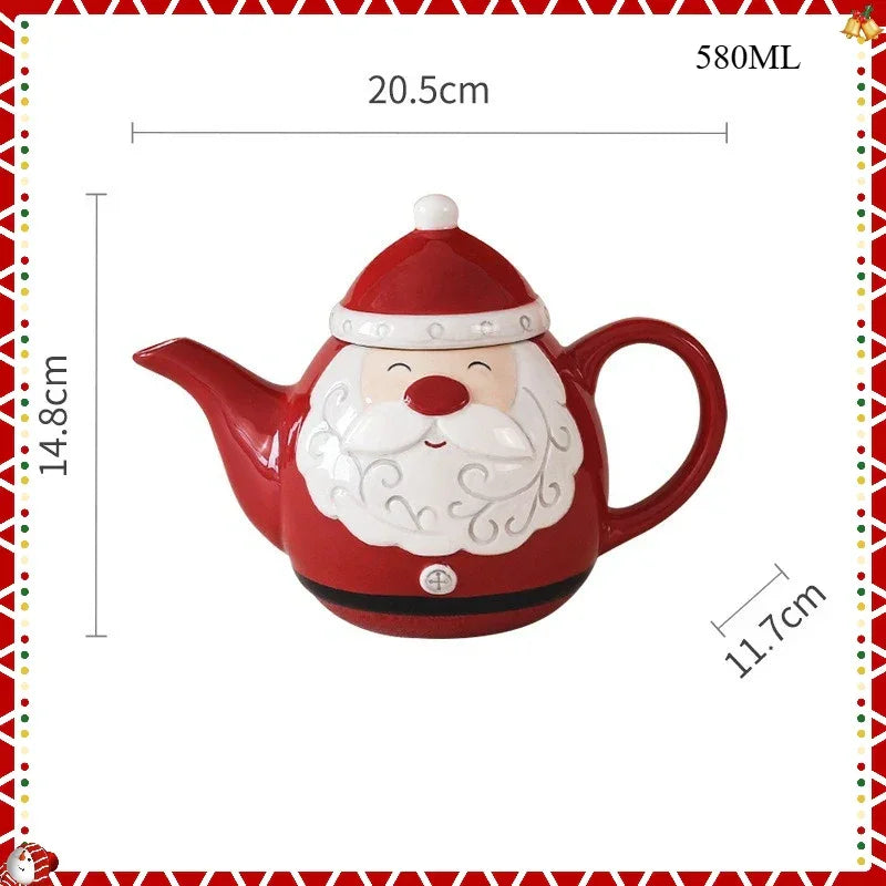 Service à thé en céramique Père Noël – Édition Après-midi Festive