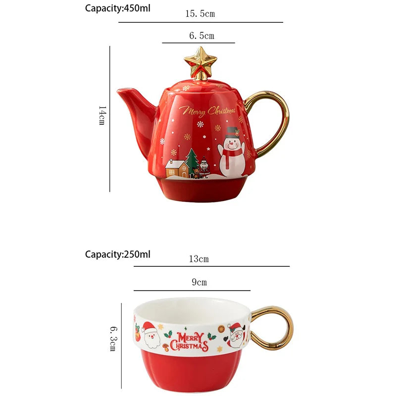 Festive Ceramic Tea Set – Santa & Elk Edition