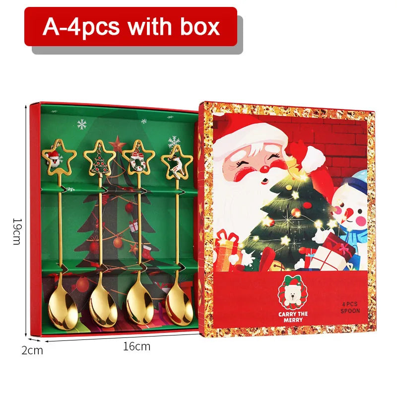 Christmas Coffee Spoon Set – 4 PCS Gold Edition