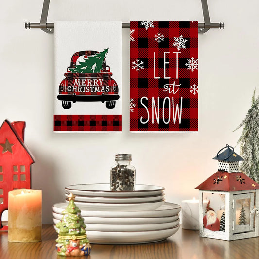 Kitchen Towels – Tree, Truck & Ornament Edition (Set of 2 / 4)
