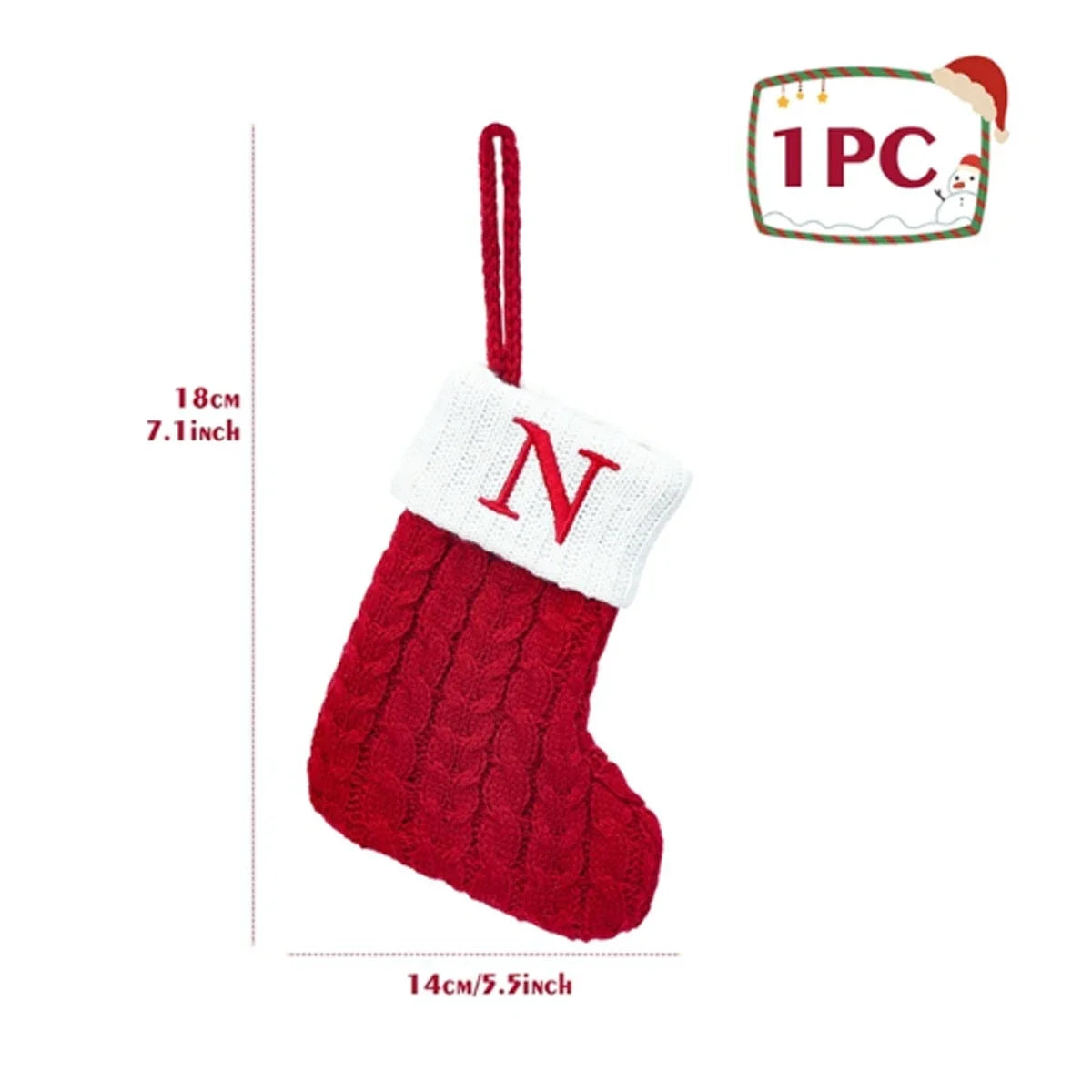 Christmas Knit Stockings – Snowflake & Letter Edition (A–Z)