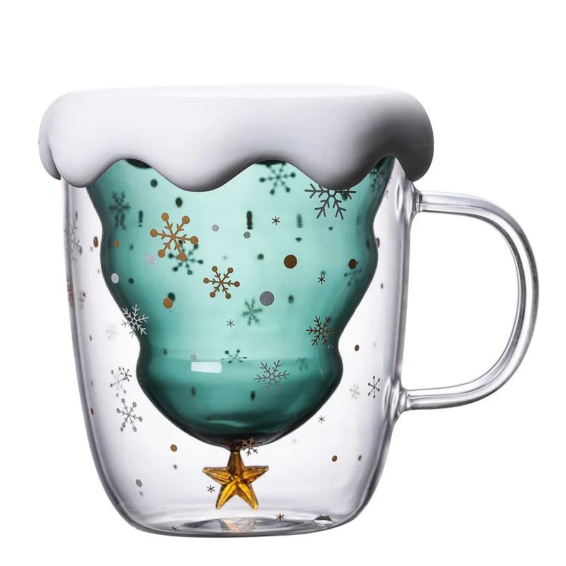 Christmas Tree Double-Wall Glass Mug – Holiday Sparkle Edition