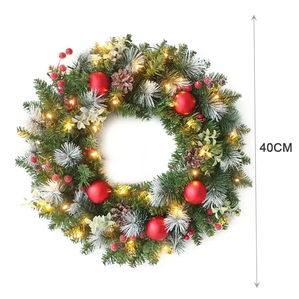 Everpine Glow LED Christmas Wreath — Pinecones & Red Berries | Seasons Co.