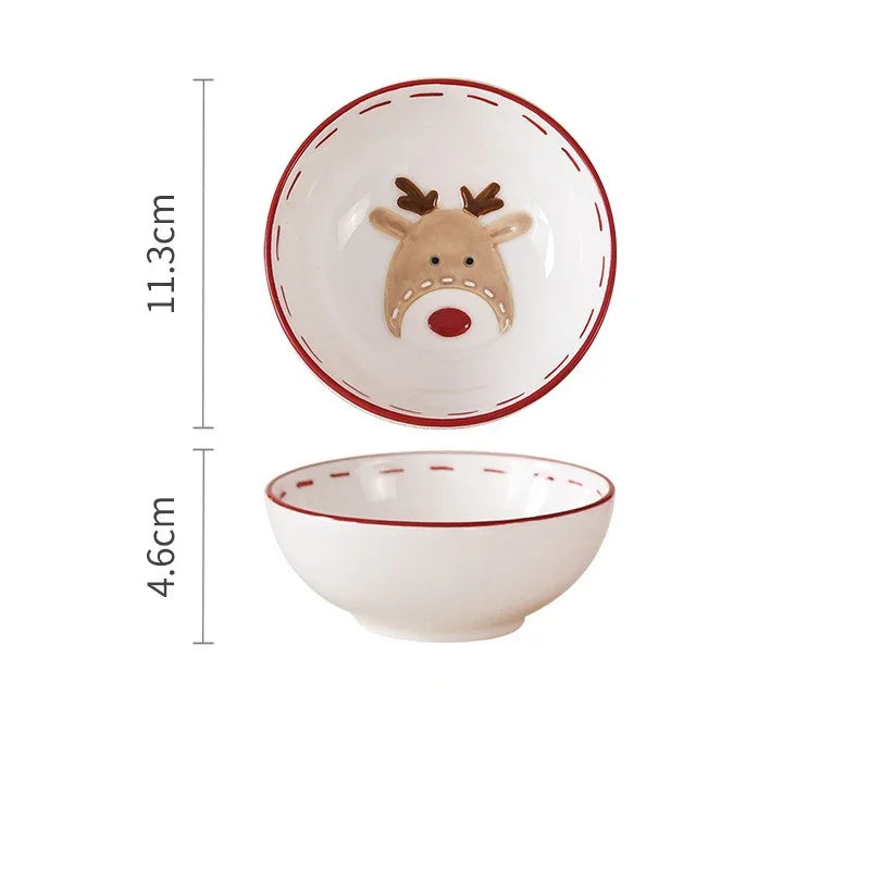 Nordic Ceramic Santa Claus Bowl – Embossed Holiday Edition