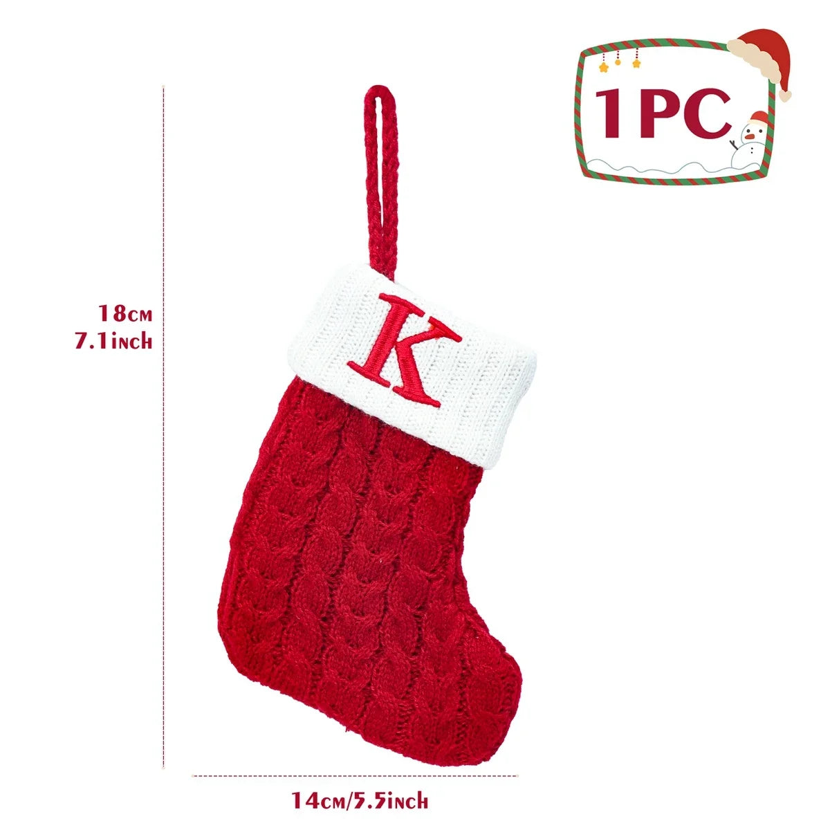 Christmas Knit Stockings – Snowflake & Letter Edition (A–Z)