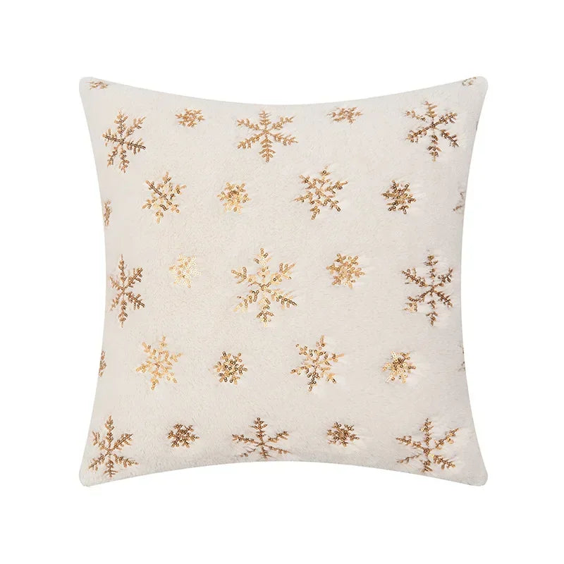 Housse de coussin brodée de flocons de neige – Élégance hivernale