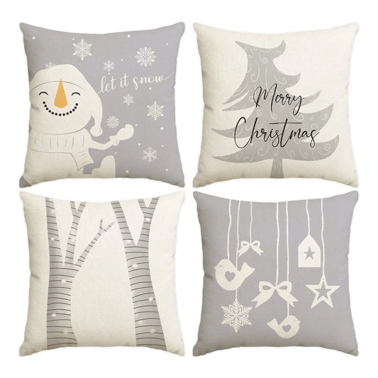 Christmas Pillow Covers – Tree, Snowman & Snowflake Edition (1 / 4 pcs)