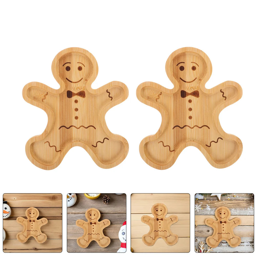 Gingerbread Man Bamboo Serving Tray – Holiday Snack Edition