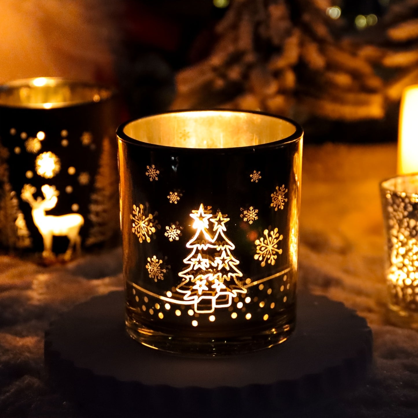 Golden Reindeer Candle Jar — Festive Glass Edition (10oz) | Seasons Co.