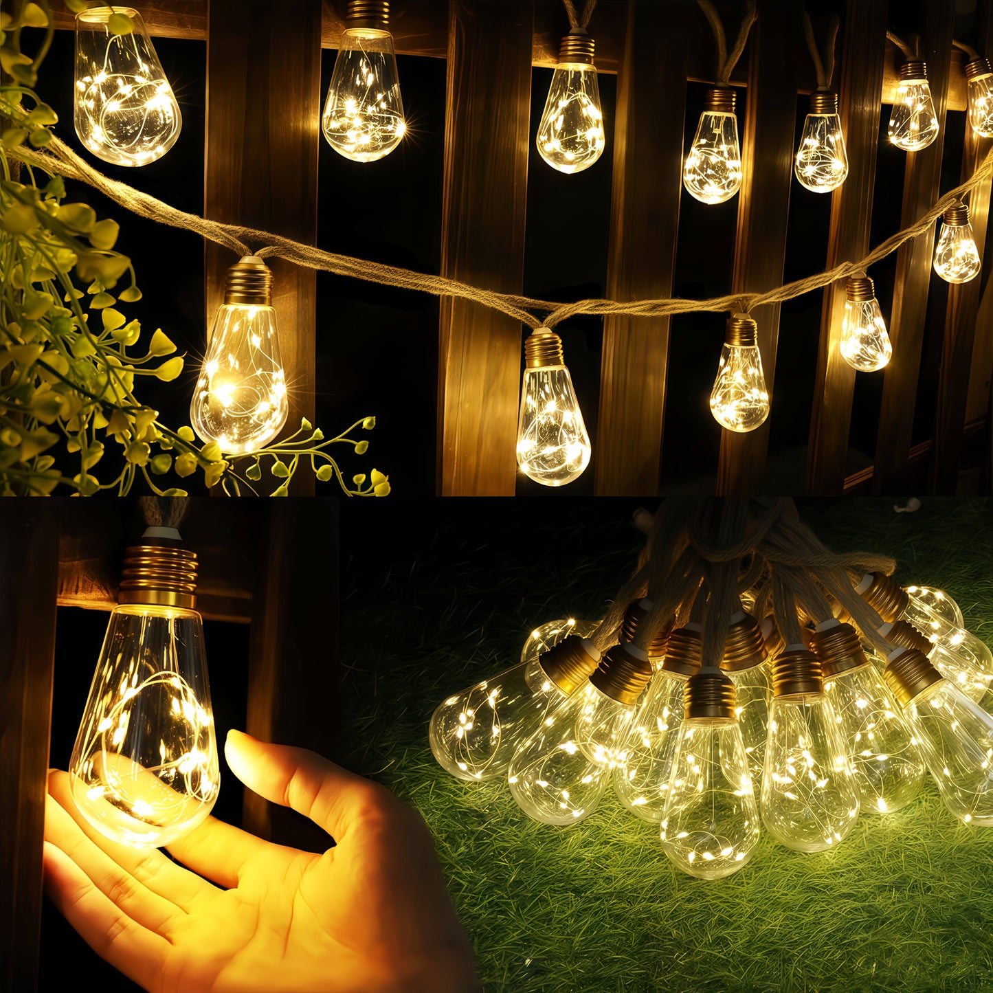 Solar Fairy String Lights — 8-Mode Outdoor Set (10/15/25 Bulbs) | Seasons Co.
