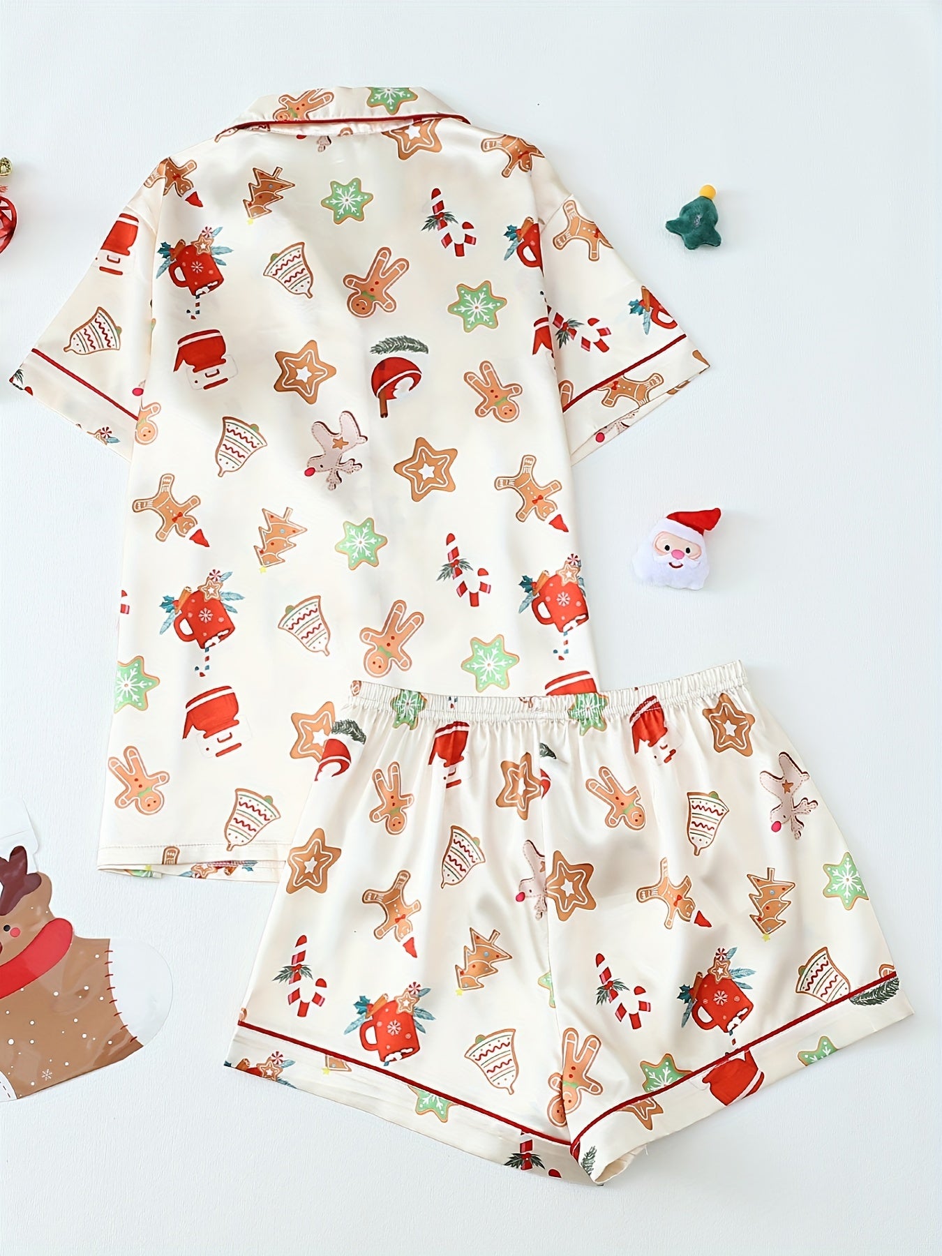 Christmas Cartoon Satin Short Set – Festive Summer Edition | Seasons Co.
