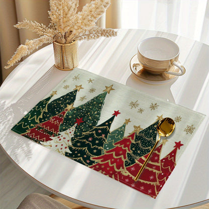 Set of 4 Christmas Tree Placemats – Festive Dining Collection | Seasons Co.