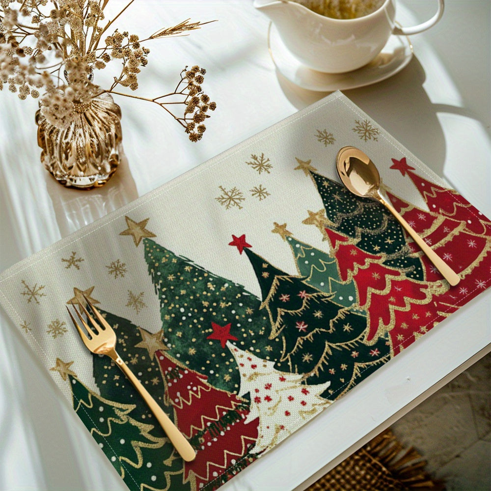 Set of 4 Christmas Tree Placemats – Festive Dining Collection | Seasons Co.