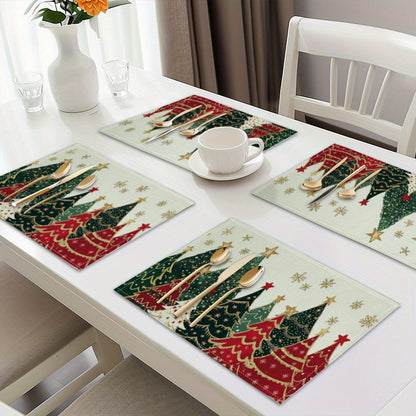 Set of 4 Christmas Tree Placemats – Festive Dining Collection | Seasons Co.