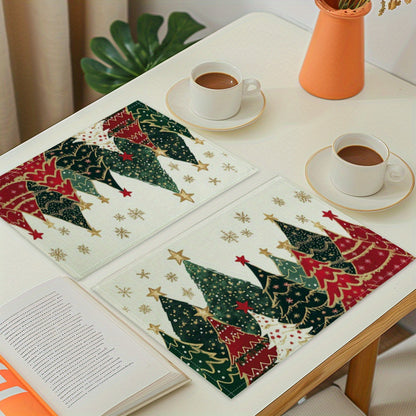 Set of 4 Christmas Tree Placemats – Festive Dining Collection | Seasons Co.