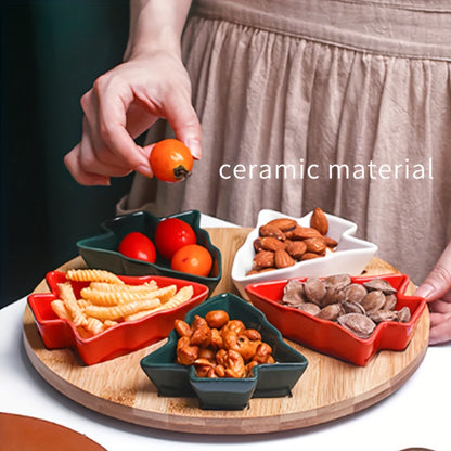 Christmas Tree Serving Plate Set – Rotating Ceramic Snack Tray | Seasons Co.