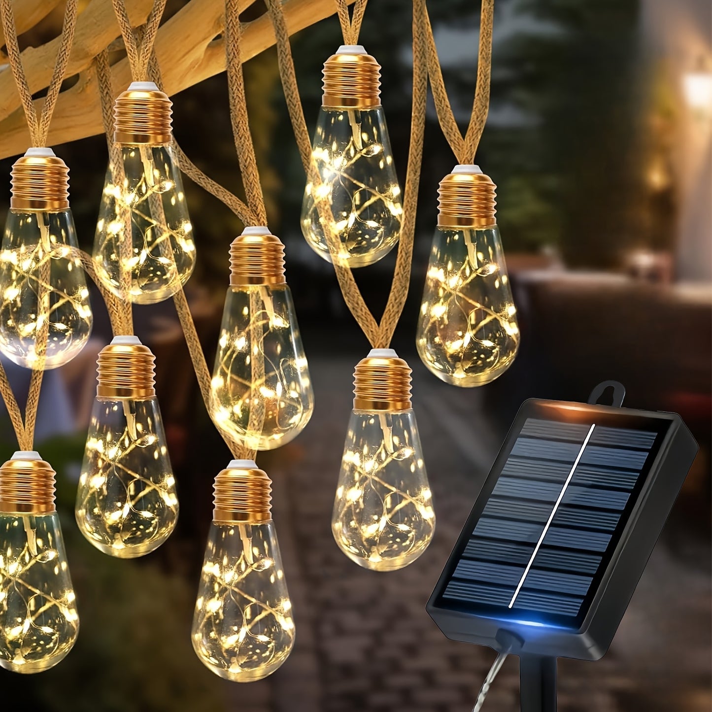 Solar Fairy String Lights — 8-Mode Outdoor Set (10/15/25 Bulbs) | Seasons Co.