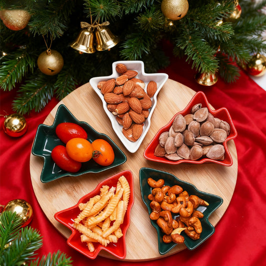 Christmas Tree Serving Plate Set – Rotating Ceramic Snack Tray | Seasons Co.