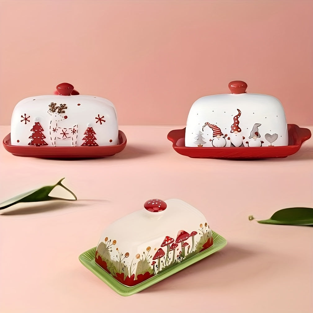 Christmas Ceramic Butter Dish – Reindeer & Santa Edition | Seasons Co.