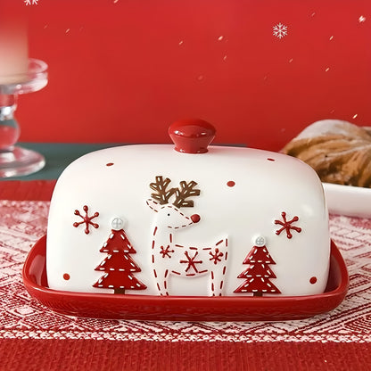 Christmas Ceramic Butter Dish – Reindeer & Santa Edition | Seasons Co.