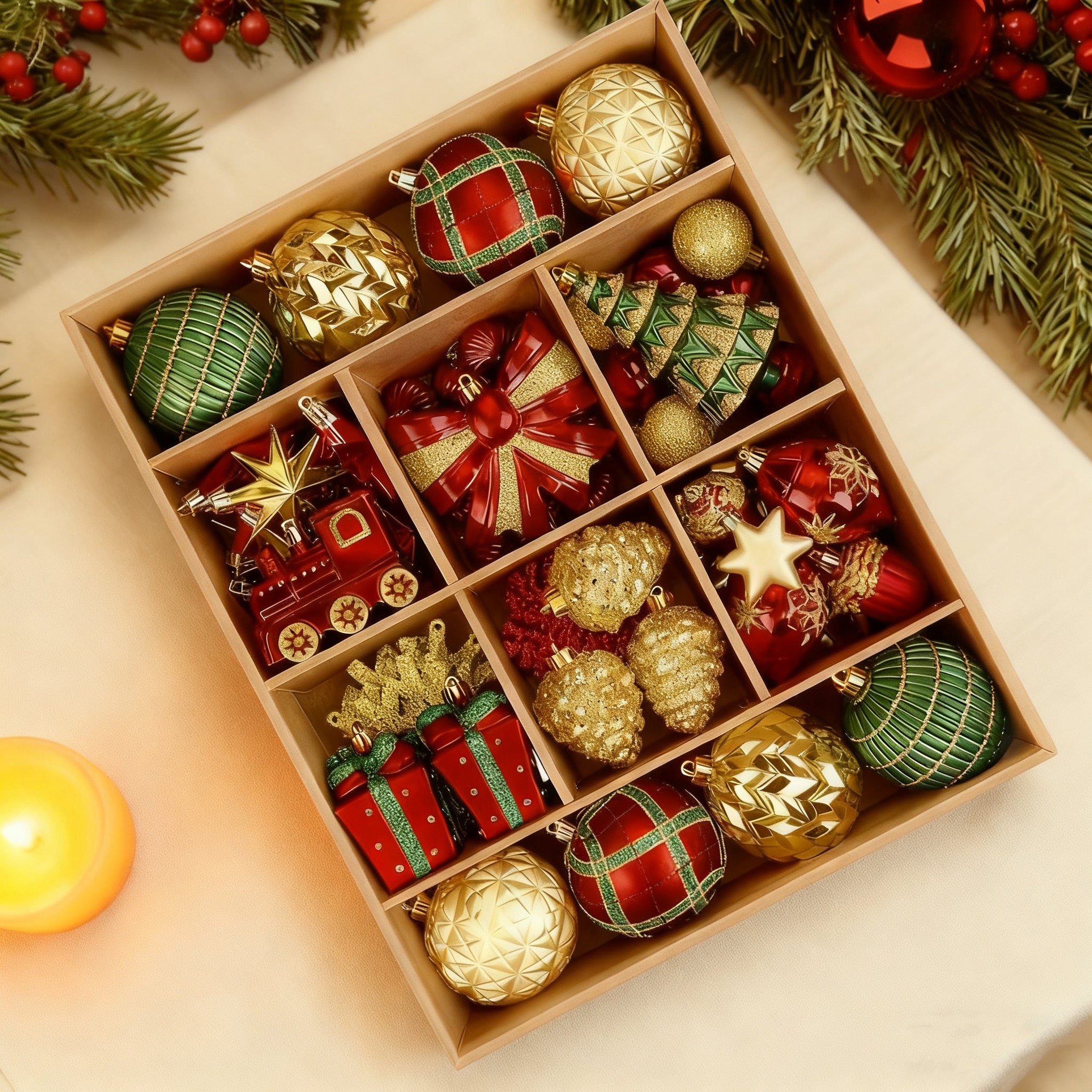 Full Christmas Ornament Set — 82-Piece Complete Tree Collection | Seasons Co.