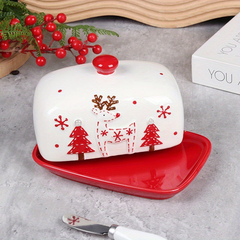 Christmas Ceramic Butter Dish – Reindeer & Santa Edition | Seasons Co.