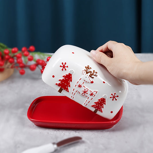 Christmas Ceramic Butter Dish – Reindeer & Santa Edition | Seasons Co.