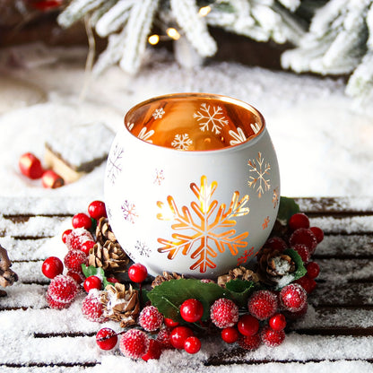 Snowflake Glass Candle Holders — Set of 2 | Seasons Co.