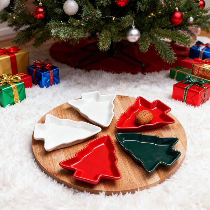 Christmas Tree Serving Plate Set – Rotating Ceramic Snack Tray | Seasons Co.