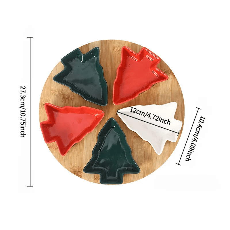 Christmas Tree Serving Plate Set – Rotating Ceramic Snack Tray | Seasons Co.