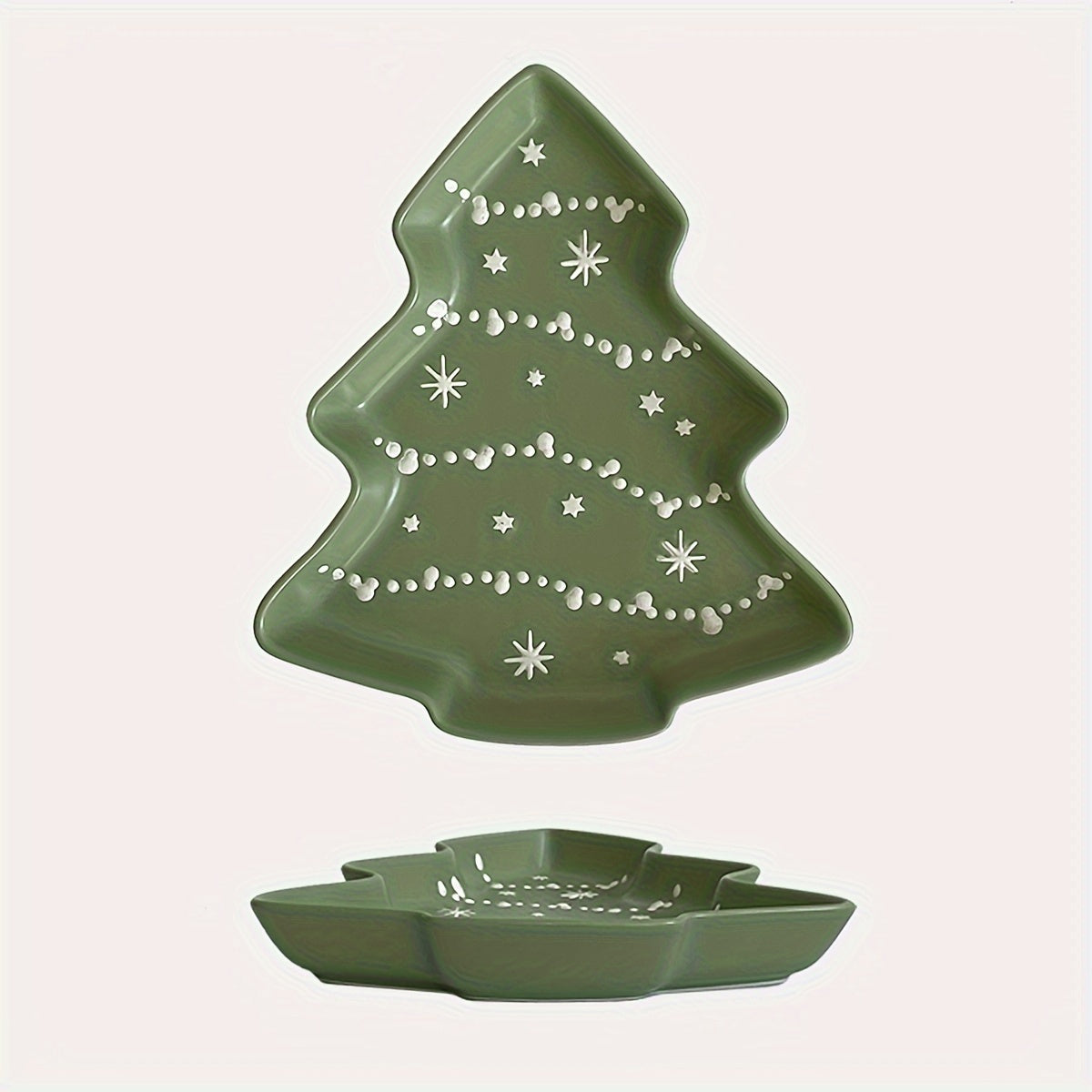 Green Christmas Tree Ceramic Plate – Snowflake Edition | Seasons Co.