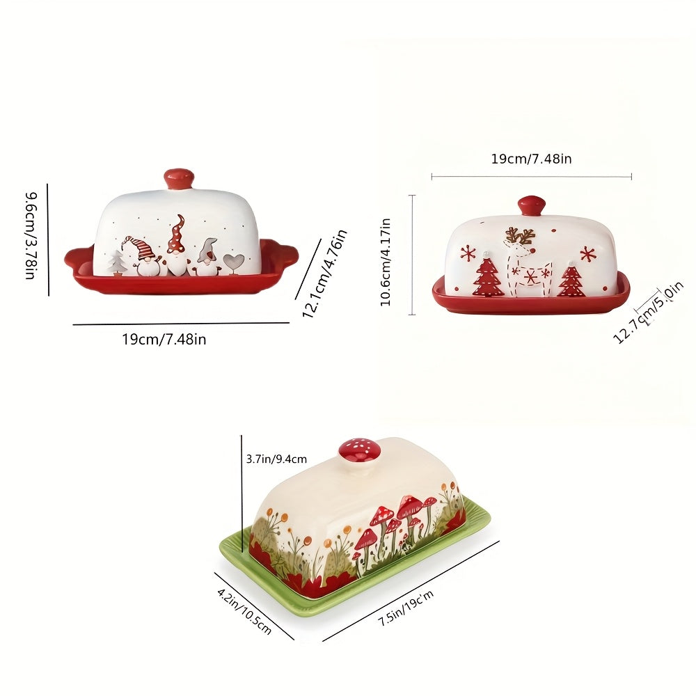 Christmas Ceramic Butter Dish – Reindeer & Santa Edition | Seasons Co.
