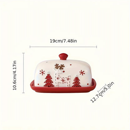 Christmas Ceramic Butter Dish – Reindeer & Santa Edition | Seasons Co.