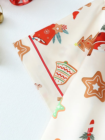 Christmas Cartoon Satin Short Set – Festive Summer Edition | Seasons Co.