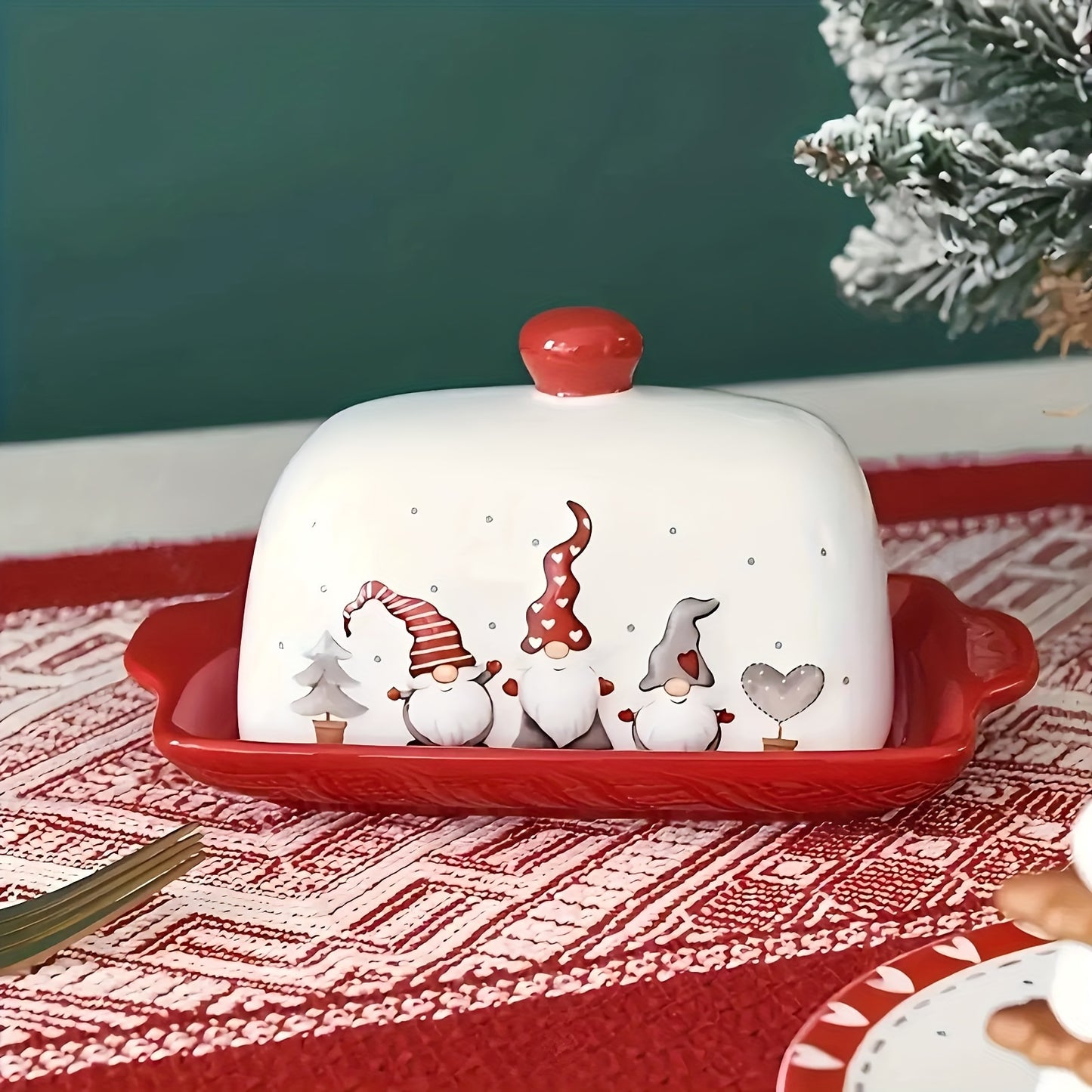 Christmas Ceramic Butter Dish – Reindeer & Santa Edition | Seasons Co.
