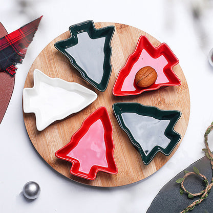 Christmas Tree Serving Plate Set – Rotating Ceramic Snack Tray | Seasons Co.