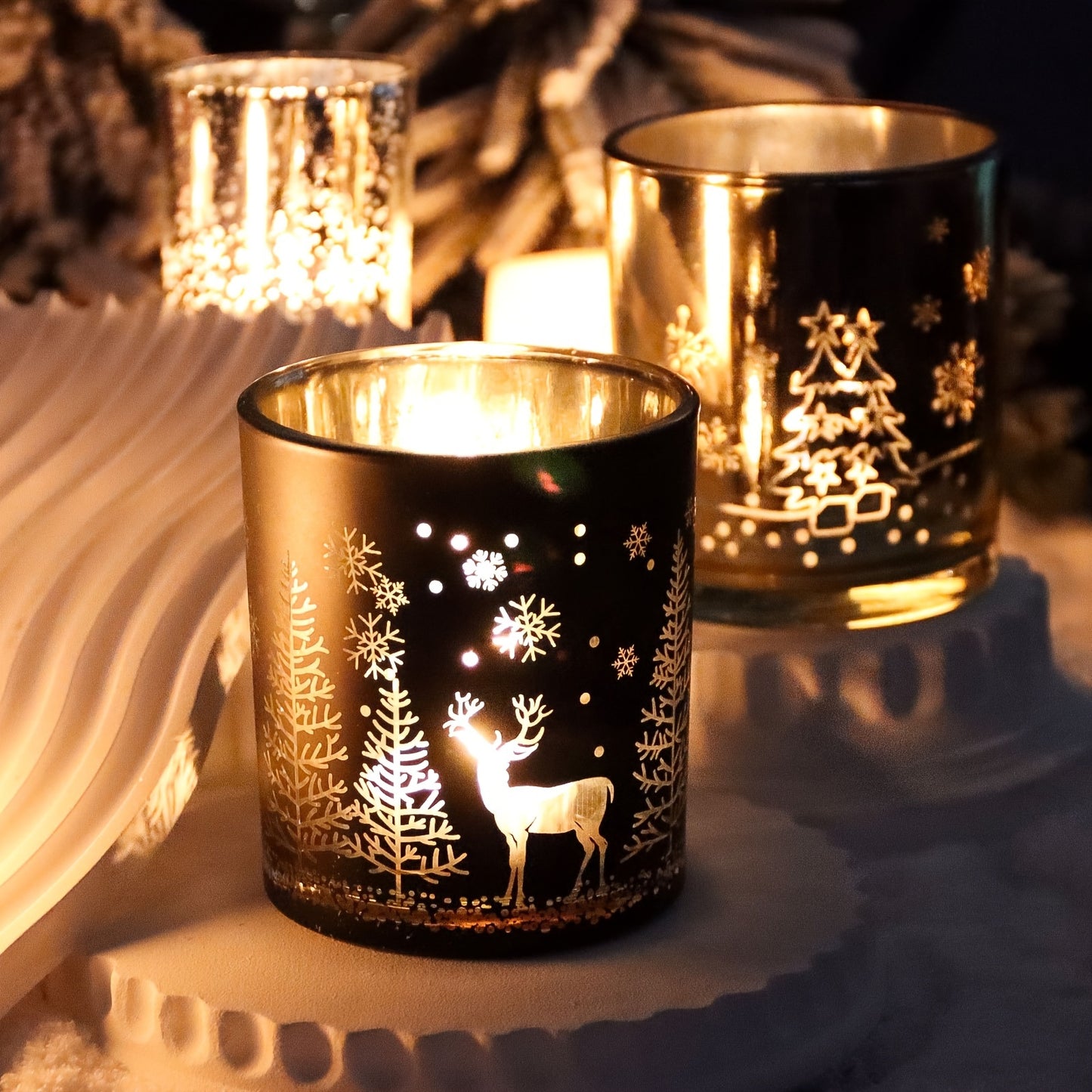 Golden Reindeer Candle Jar — Festive Glass Edition (10oz) | Seasons Co.