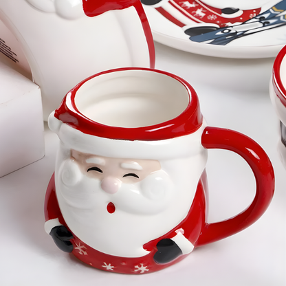 Santa Claus Ceramic Mug & Plate – Festive Dessert Set | Seasons Co.