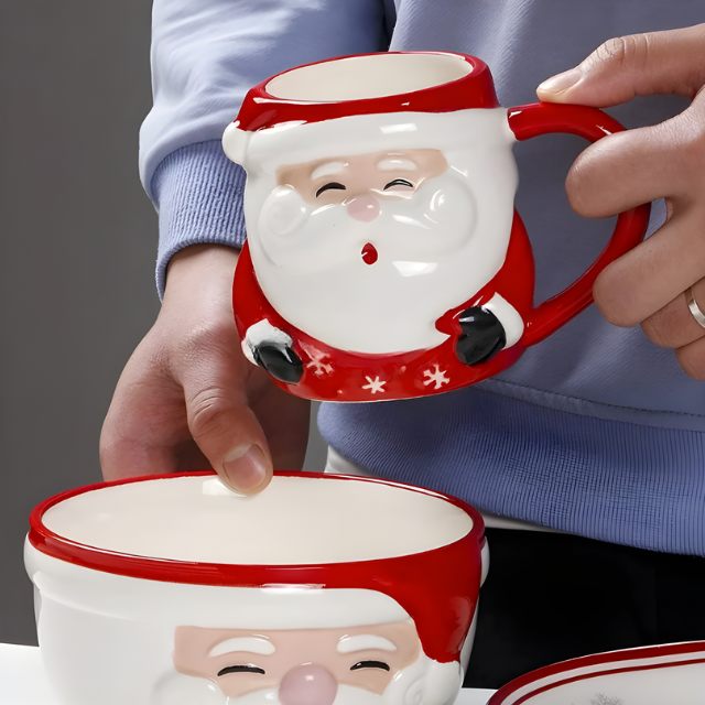 Santa Claus Ceramic Mug & Plate – Festive Dessert Set | Seasons Co.