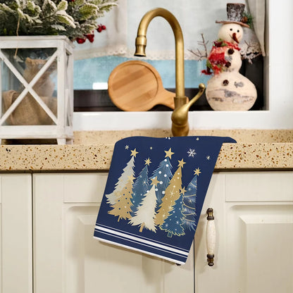 Merry Christmas Kitchen Towels – Star & Forest Edition (Set of 2 / 4)