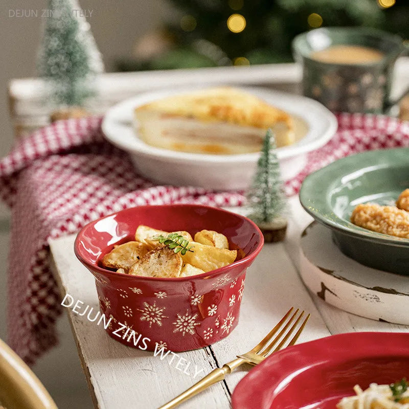 Exquisite Christmas Ceramic Tableware Set – Holiday Dining Edition