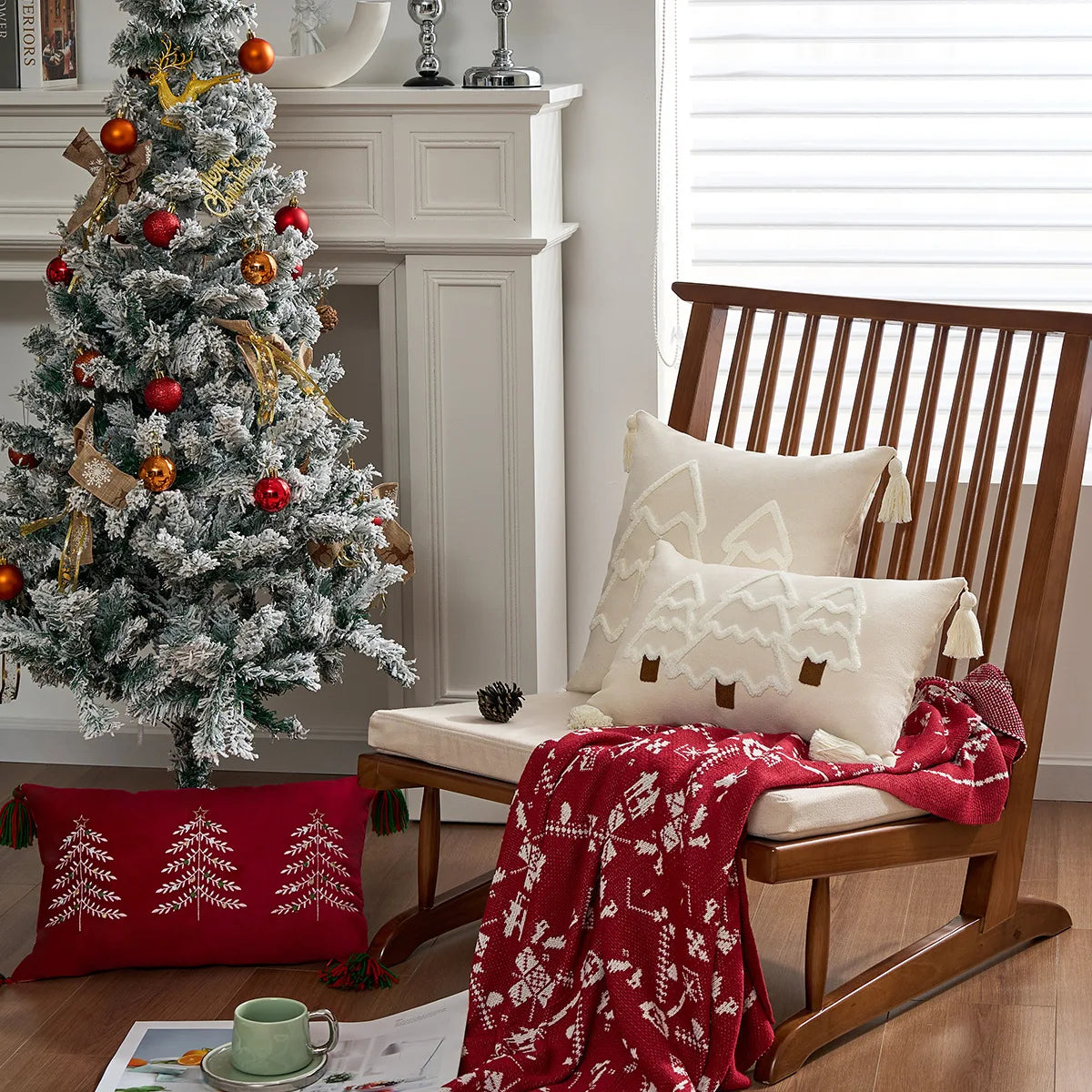 Christmas Tree Cushion Cover – Festive Canvas Edition
