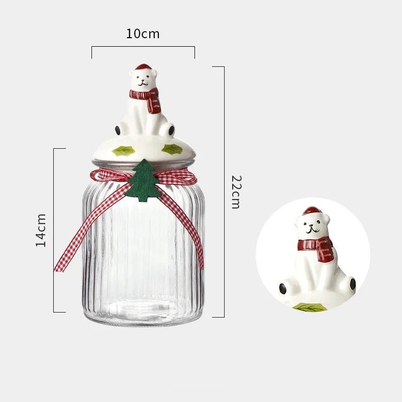 Set of Christmas Glass Cookie Jars – Festive Ceramic Lid Edition | Seasons Co.