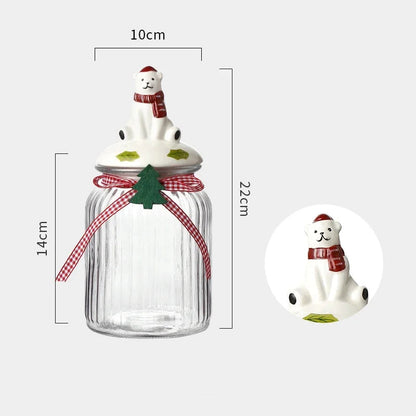 Set of Christmas Glass Cookie Jars – Festive Ceramic Lid Edition | Seasons Co.