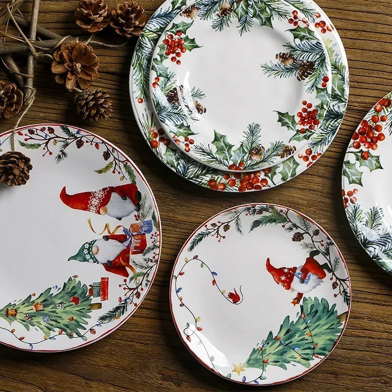 Festive Holiday Ceramic Plate – “Festive Foliage” Edition Porcelain