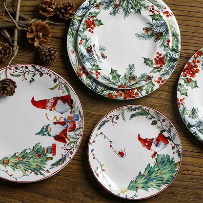 Festive Holiday Ceramic Plate – “Festive Foliage” Edition Porcelain